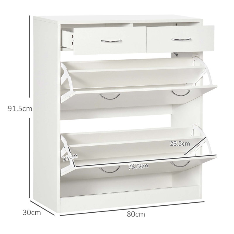 12 Pair Flip Down Shoe Storage, White