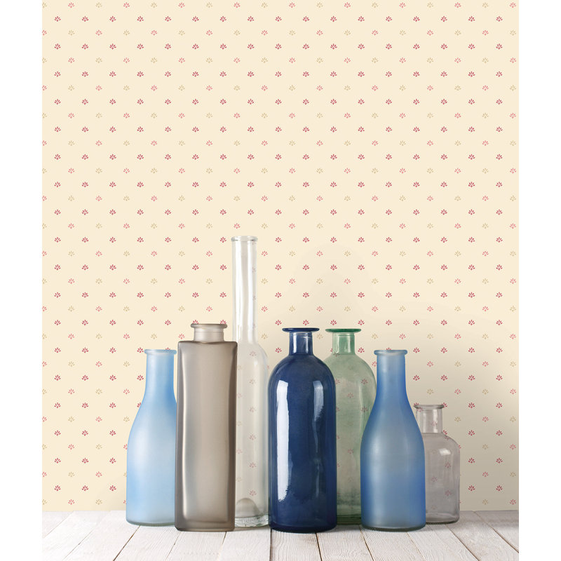 Capehart 25.4m x 53cm Matte Wallpaper Roll, Dark Pink/Cream