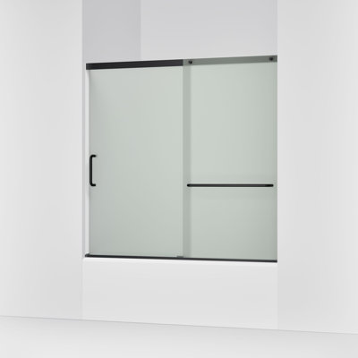 Porte de salle de bain coulissante Elate, H 56-3 / 4 po x l 56-1 / 4 - 59-5 / 8 po, avec verre cristallin épais de 1/4 po