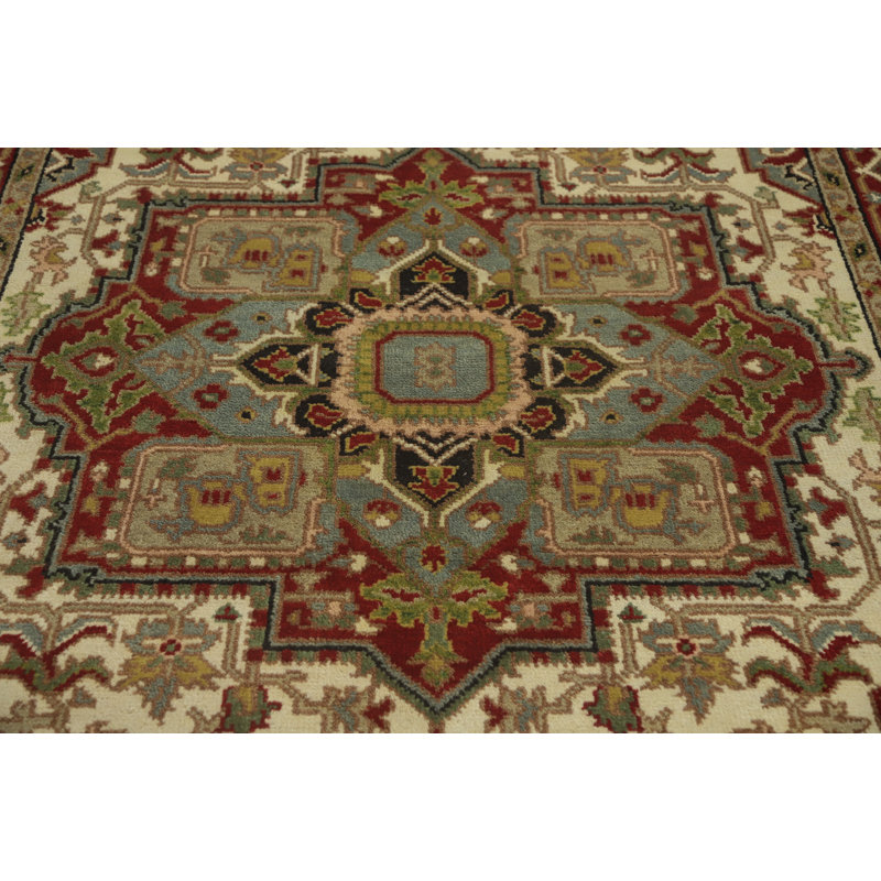 Tapis traditionnel indien à motif géométrique 6 x 9