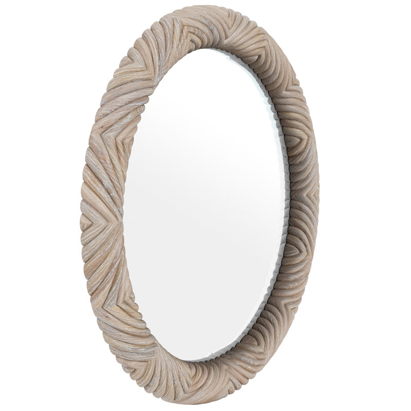 Miroir mural rond en bois massif Lana