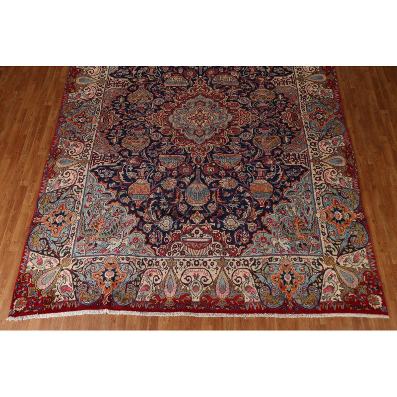 Tapis persan Kashmar en laine rétro noué à la main 10 x 13 po
