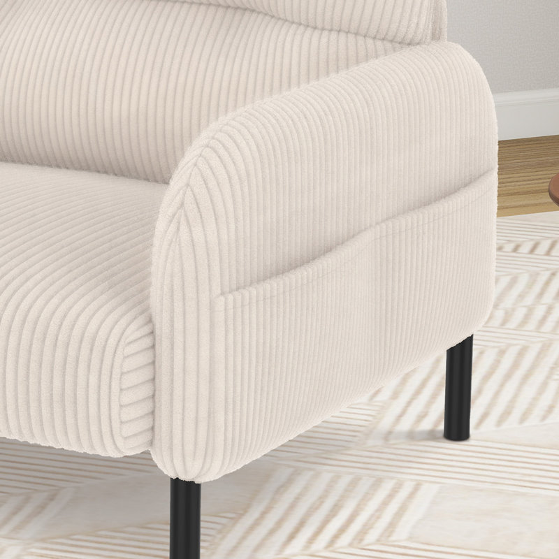 Ensemble de 2 fauteuils en velours côtelé avec pieds en métal Corduroy, Beige