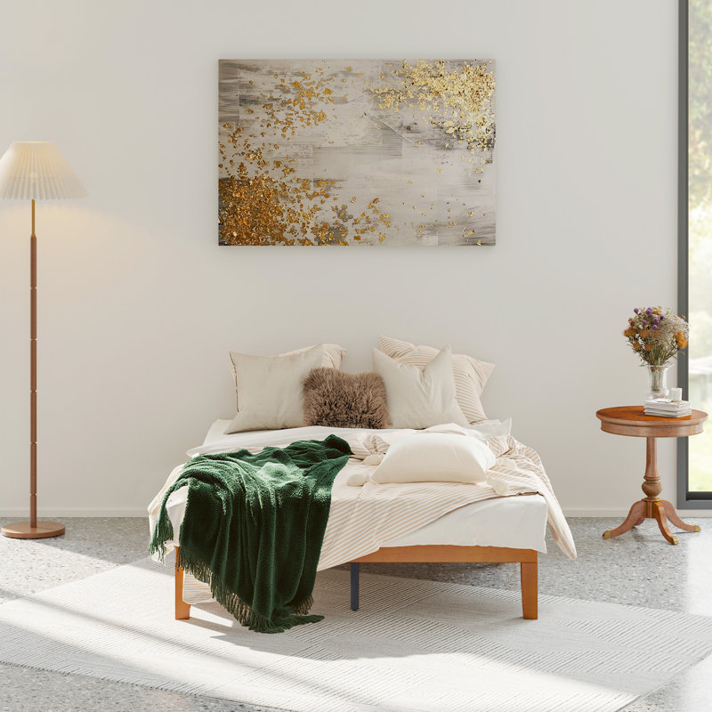 Lit plateforme en bois massif, Double, Marron foncé