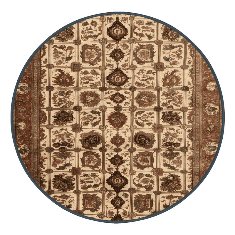 Machine Washable Persian Brown Area Rug, Round 6'