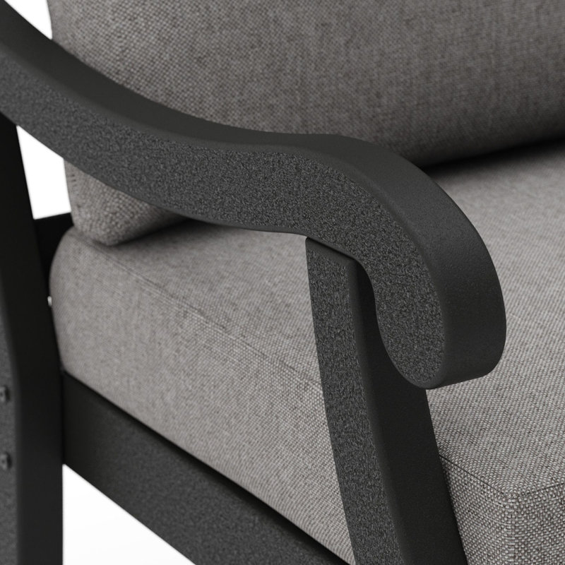 Causeuse POLYWOOD x Birch Lane Verlyn, Coussin gris brume / structure noire