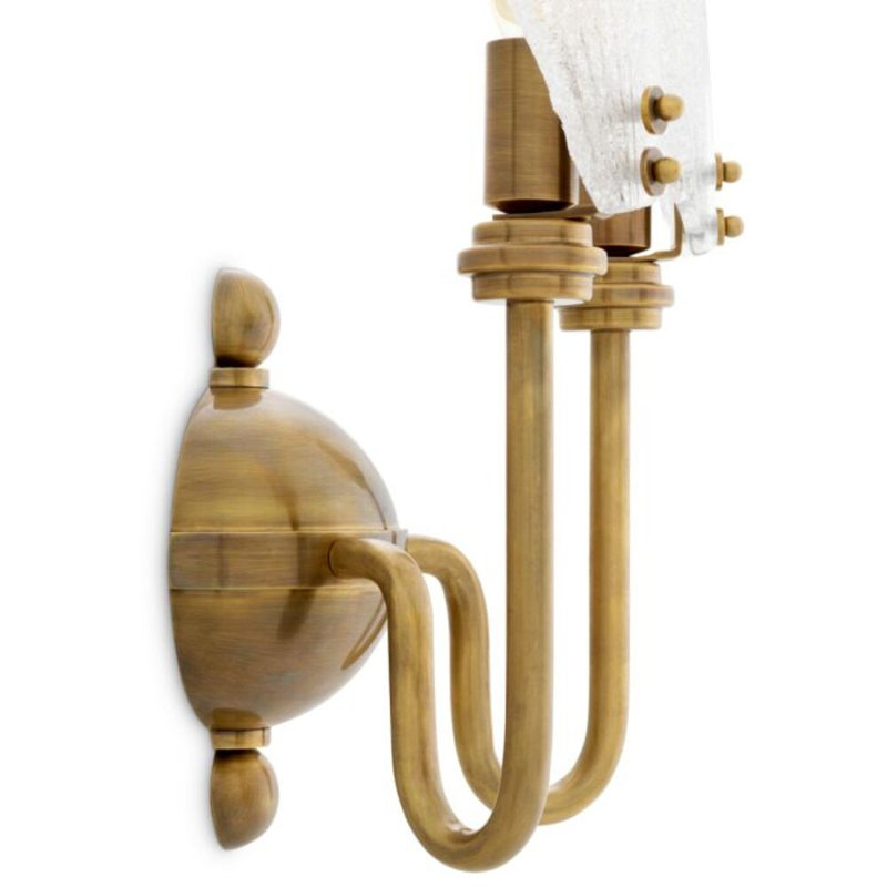 CDJ Wall Lamp Isabelle vintage brass finish - Handmade glass