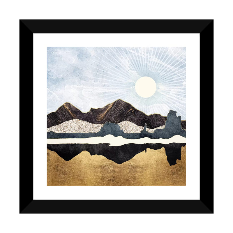 Désert doré - impression d'art graphique, Papier encadré noir, Blanc, H 24 po x l 24 po x p 1 po