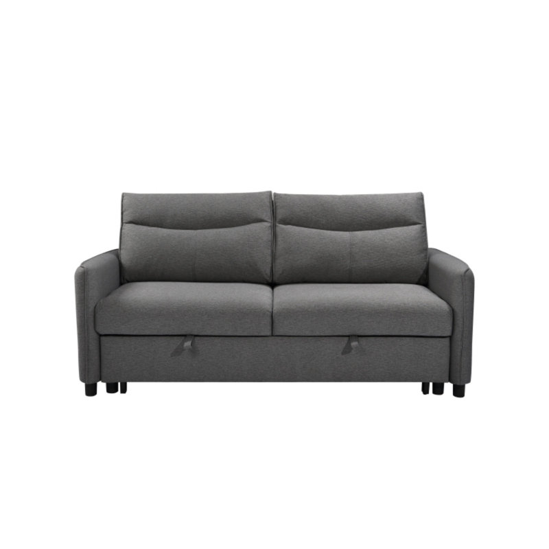 Firm Square Arms Sleeper Sofa 3 in 1 Convertible Sleeper Sofa Bed with Pull Out Bed, 37.5" H x 74.5" W x 37.5" D, Grey Fabric
