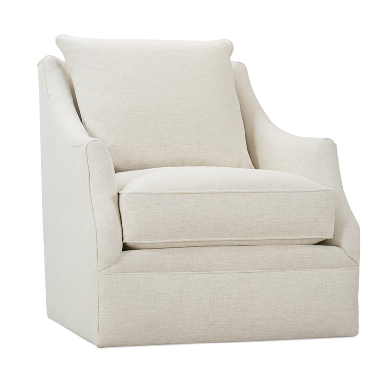 Kara Swivel Armchair, Nomad Eggshell Crypton® Chenille, Polyester Blend, 38"H x 37"W x 29"D