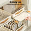 Rangement pour armoire robuste 25 x 48 cm pour la cuisine et la salle de bain - Plateau de drainage amovible - Panier de rangement coulissant réglable avec poignée - Installation auto-adhésive