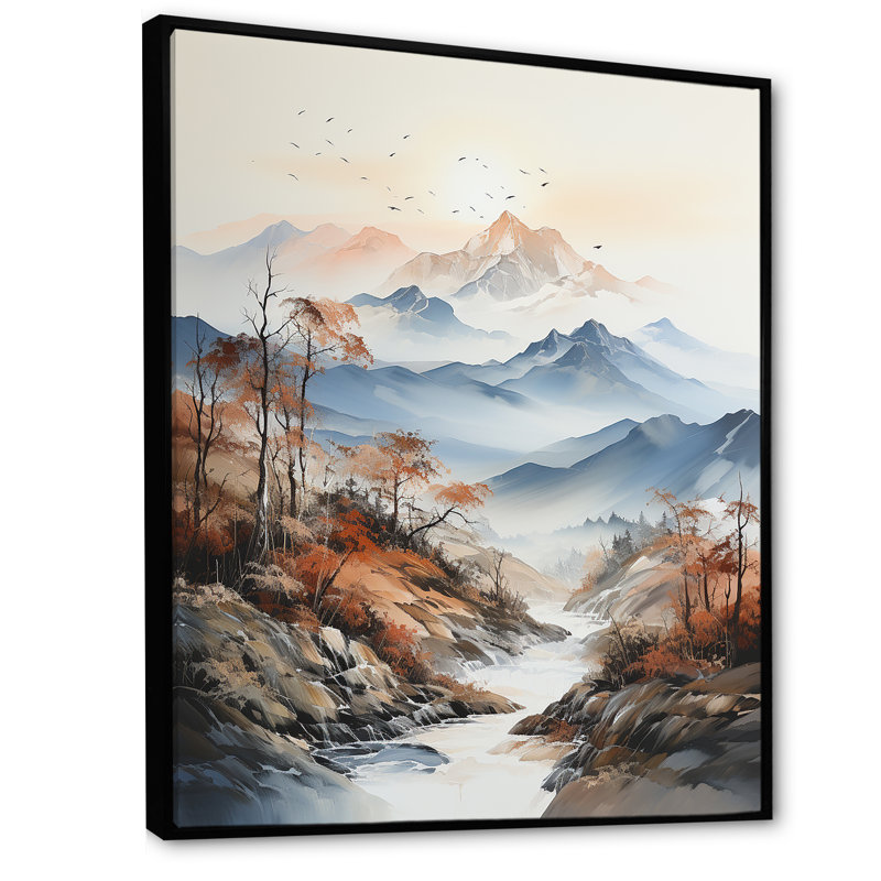Morning Fog Mountain Wonder I, Cadre flottant noir, 44" H x 34" W