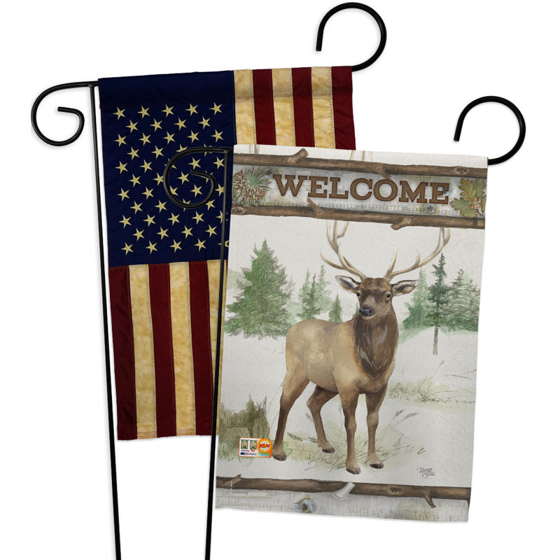 Drapeau de jardin cerf en polyester 18 po x 13 po