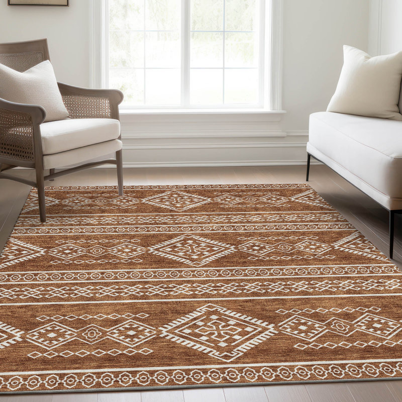 Tapis paprika de qualité supérieure lavable à la machine Prisco, Rectangle 9 pi x 12 pi