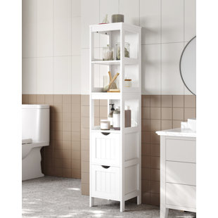 Meuble Mural Salle de Bain Armoire avec Miroir Rangement de Toilette avec  Porte et 6 Etagères 66 x 16,5 x 62 cm Blanc - Costway
