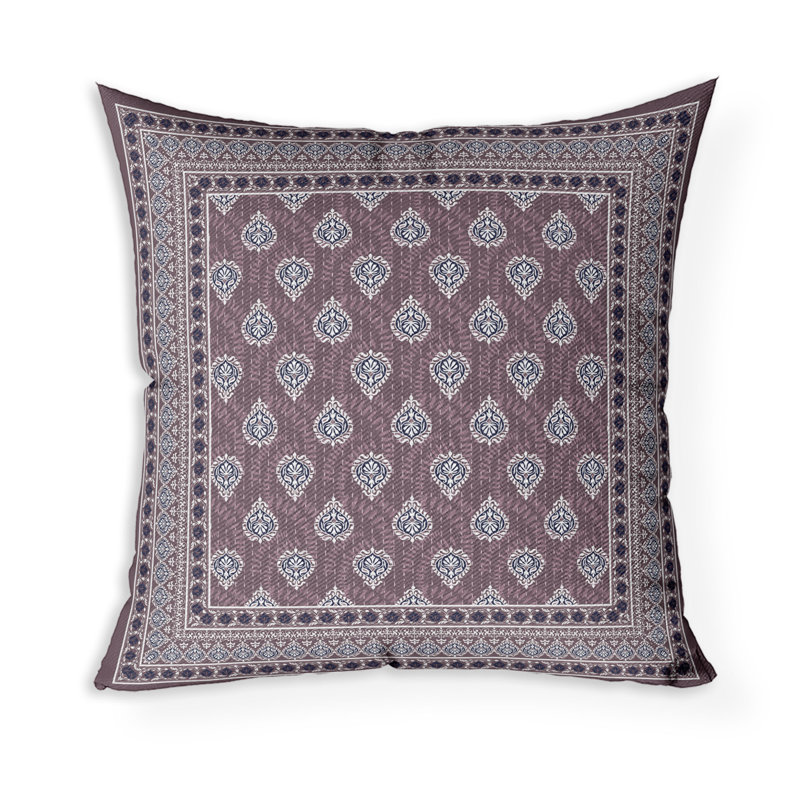 Coussin Kashmiri, H 18 po x l 18 po, Mauve