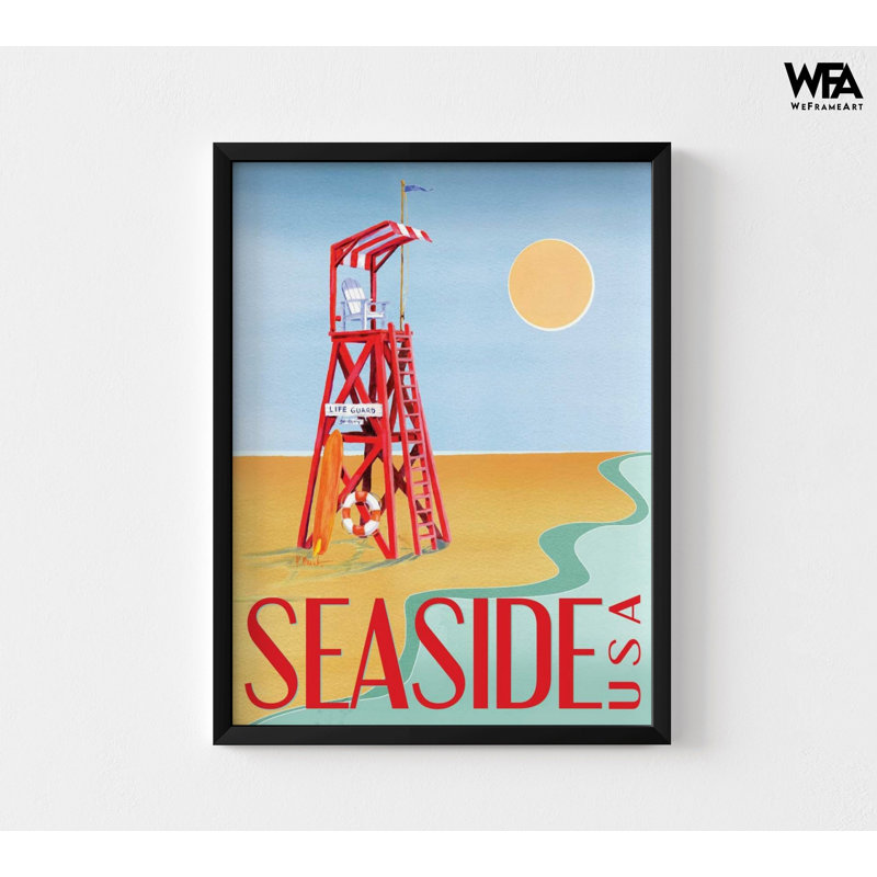 «Beach Watch I» par Paul Brent, idée de cadeau de tour de sauveteur, art mural Cool Seaside, affiche de plage des États-Unis, cadeau d'affiche ensoleillé