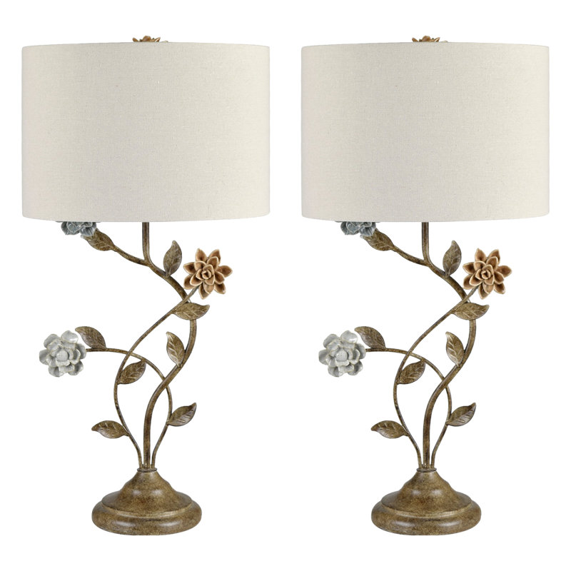 29.25" Metal Table Lamp With Cream Shade