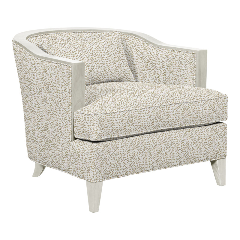 Thom Filicia Home Upholstered Barrel Chair, Wrenn, Worthy Snow Polyester Blend