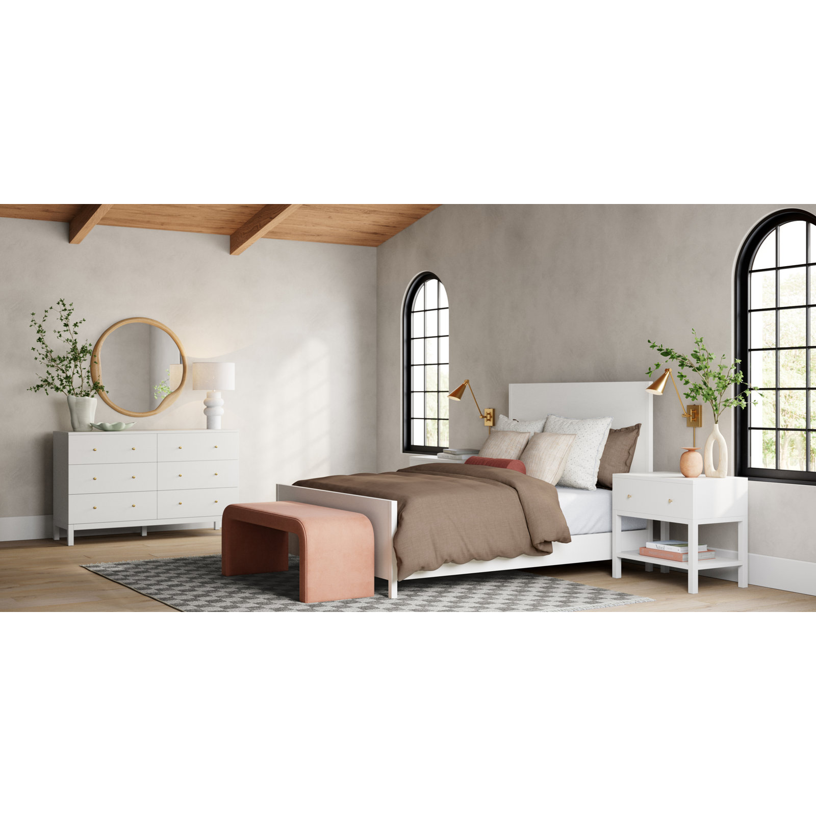 Barley 50" Bedroom Bench, Fritz Indigo Stripe
