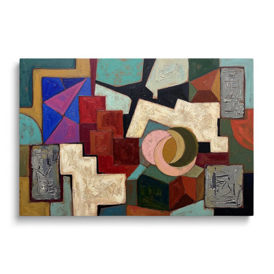 Reproduction d'une peinture abstraite géométrique cubiste sur toile - 20 x 30 pouces