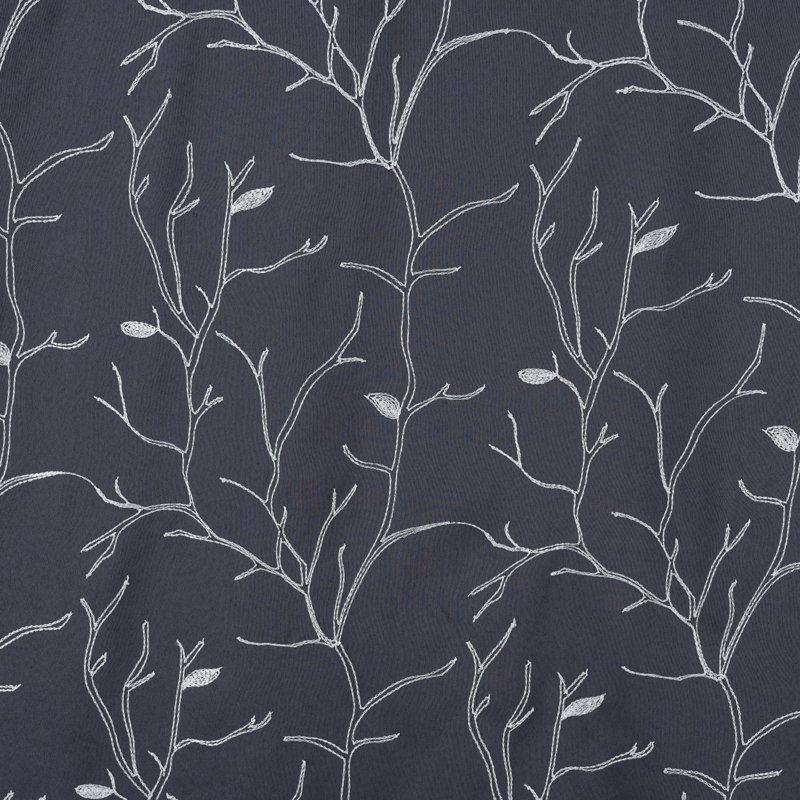 Ferdinand Branches Embroidered Room Darkening Window Curtain, Charcoal