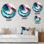 «Blue Blue Abstract Geode I», art mural rond en marbre abstrait sur métal-88599044