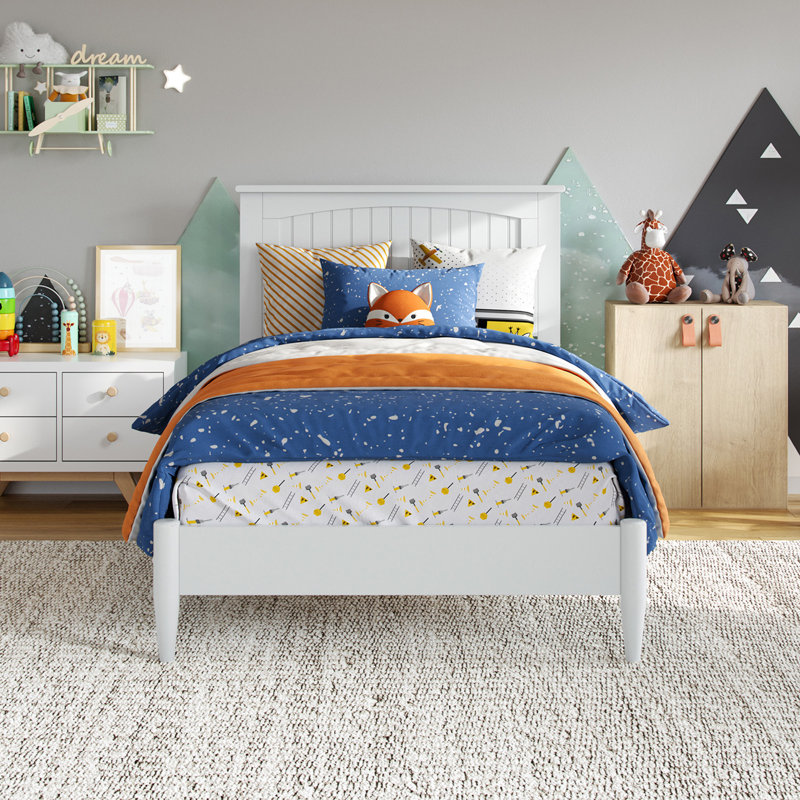  Lit plateforme Amandalee, Simple, Blanc