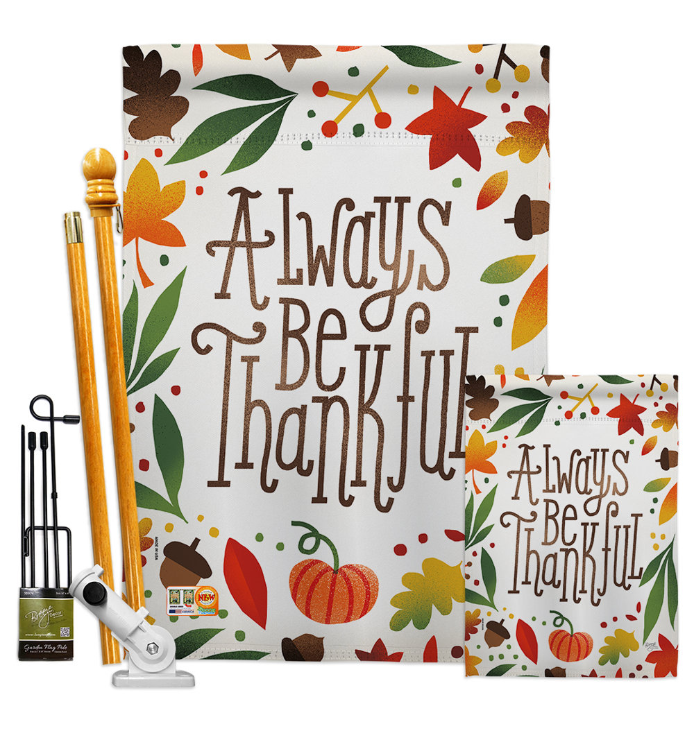 Double Sided 40'' H x 28'' W Polyester Thanksgiving Flag Set Breeze Decor