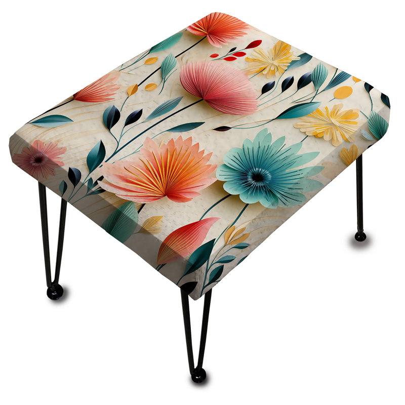 Composition botanique de couleur pastel fleurs I - repose-pieds rectangulaire botanique