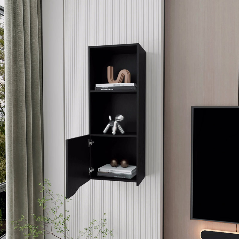 Wall Cabinet With One Door, Black