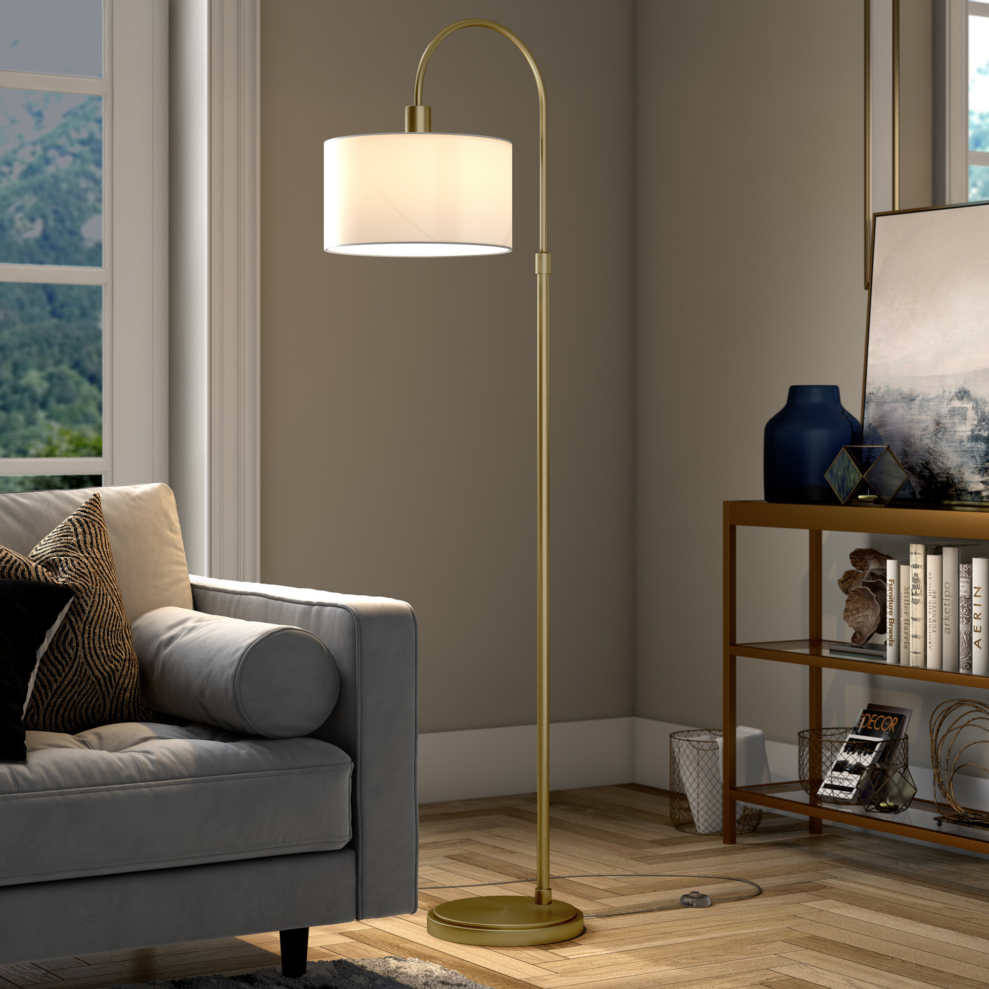 George Oliver Priebe 70'' Arched Floor Lamp & Reviews | Wayfair