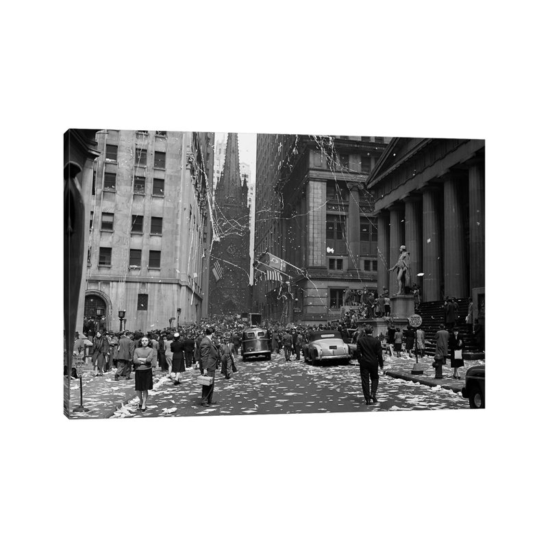 1940s New York City Wall Street Ticker Tape Parade, Celebration Of V-E Day, May 8th, 1945 - Wrapped Canvas Print