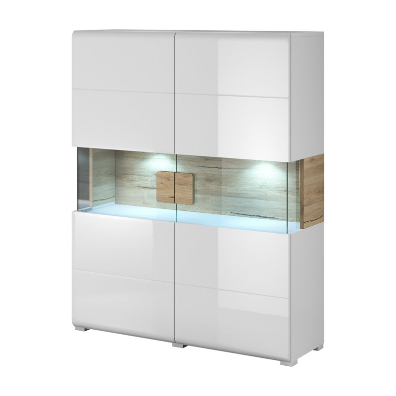 Febin 122cm Sideboard, White Glossy/San Remo Oak