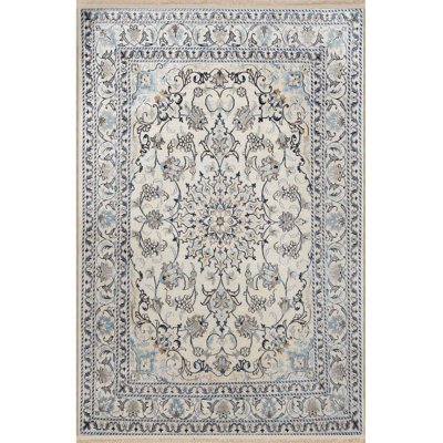 Beige Themed Traditional Motif Ethnic Flower Pattern Vintage Decorative Machine Washable Area Rug