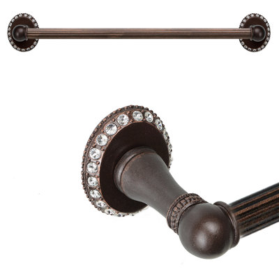 Caché II 32 inches c.c. {approximately} towel bar with 80 rivoli Swarovski Clear Crystals with 5/8 reeded center in Chalice