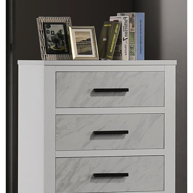 Mobilier de chambre à coucher 1 pièce style contemporain en métal avec poignées noires et poignées noires