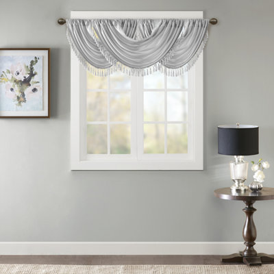 Faux Silk Waterfall Embellished Valance 38X46"