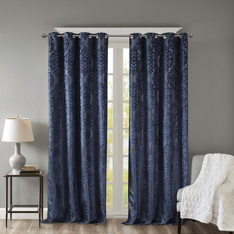 Rideau tricoté en jacquard damassé occultant avec œillets (seulement 1 panneau PC)