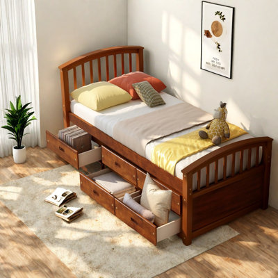 Lits simples peu encombrants, plateforme de rangement en bois massif pour enfants