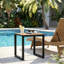Table d'appoint d'extérieur en bois de teck avec structure en métal noir et table d'appoint pour terrasse, capacité de 120 lb pour le porche du patio