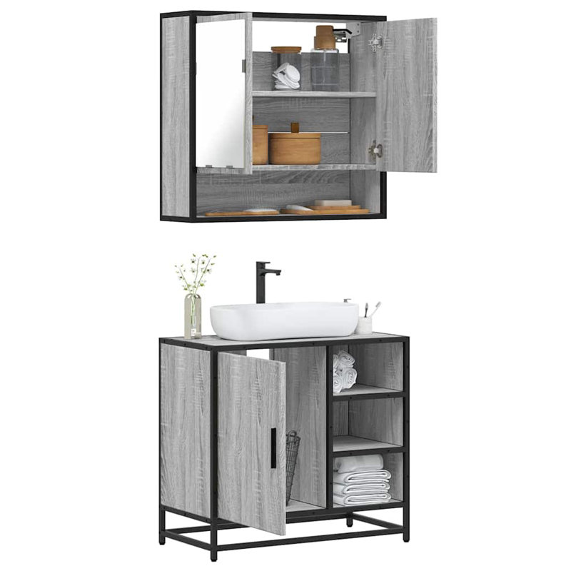 Seweta Bathroom Furniture Suite, Cabinet Grey