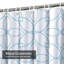 Rideau de douche blanc à motif géométrique bleu marine avec 12 crochets-129040948