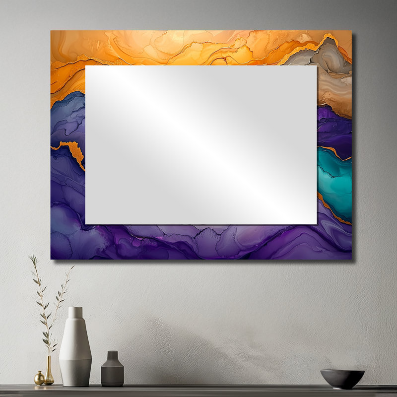 Dissolved Boundaries Splashes Of Drip Painting II - Abstract Wall Mirror Art - Printed On Metal, 30" x 40"