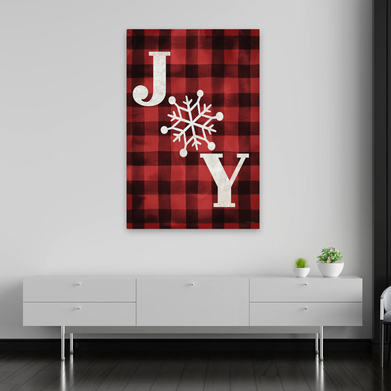 Plaid Joy - art contemporain à carreaux rouge et noir Buffalo Joy, H 40 po x l 60 po