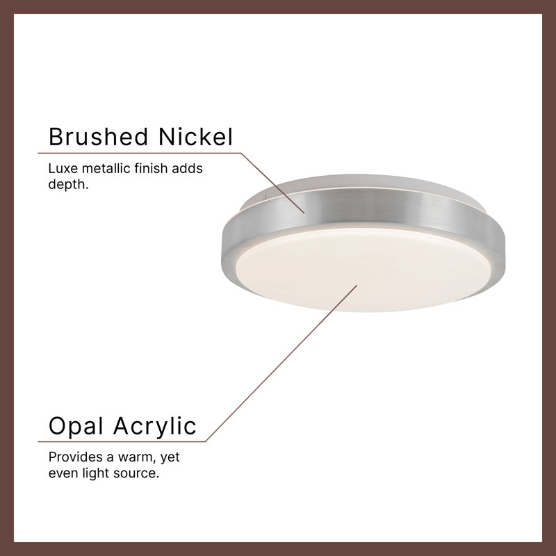 Yanis 12-in Black dimmable LED Flush Mount, Nickel