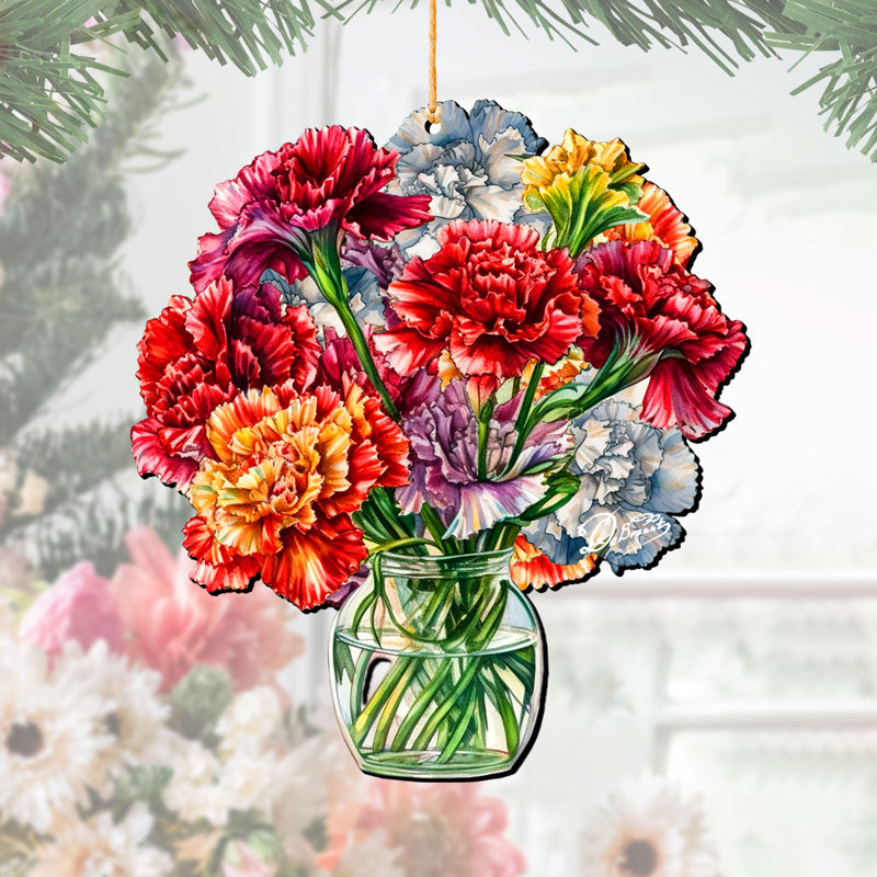 Fleurs dans le vase, ornements en bois de G. Debrekht