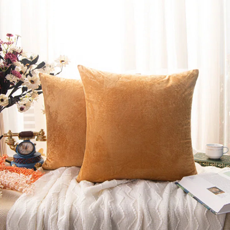 Velvet Reversible Pillow Cover, Camel