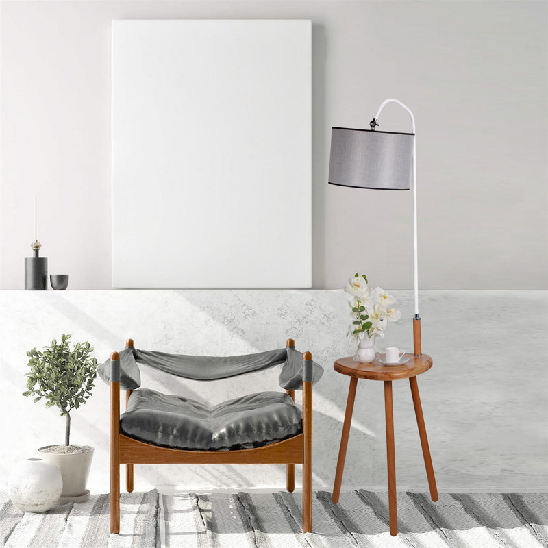 Lampe de table sur pied 63 po Anastasia, Gris, Blanc / brun