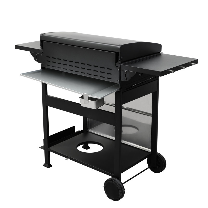 4 barbecues au gaz propane avec SS, 49 200 BTU, grilles de cuisson en émail, table d'appoint pliable, panier suspendu pour barbecue